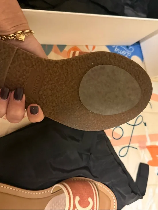 Celine Lympia Triomphe Jacquard Canvas Mules - Rust. 40 - Picture 6 of 6